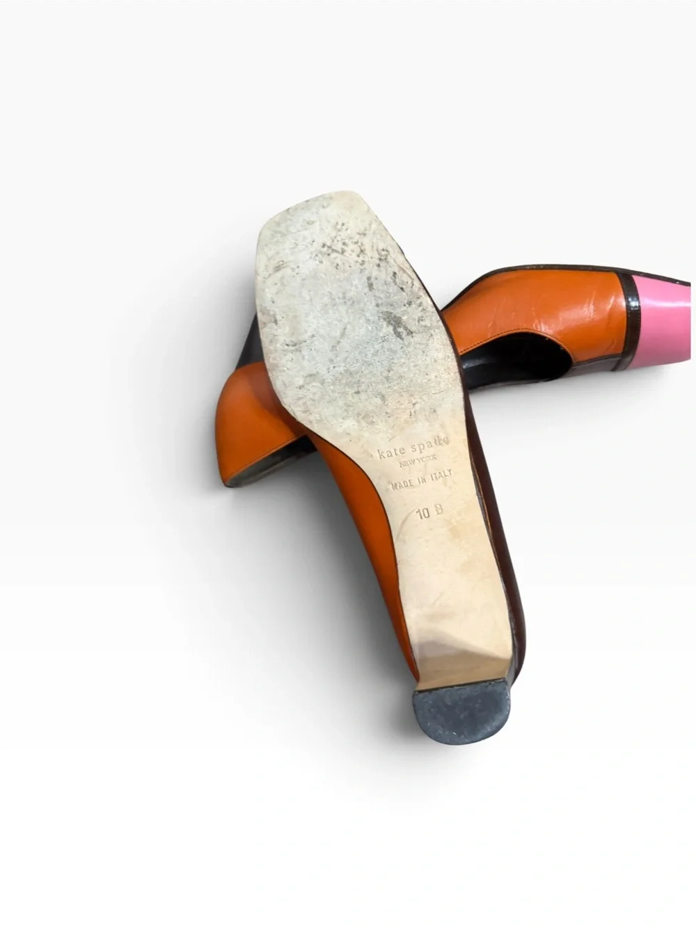 Vintage Y2K Kate Spade Colorblock Leather Pumps Pink Orange Brown 10B